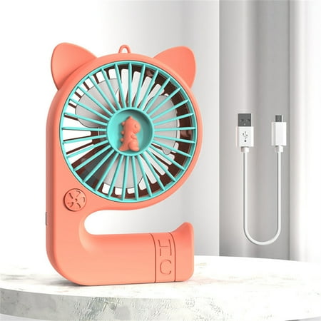

Saekor Desktop Fan with 3 Fan Blades Night Light USB Rechargeable Mini Fan Pink