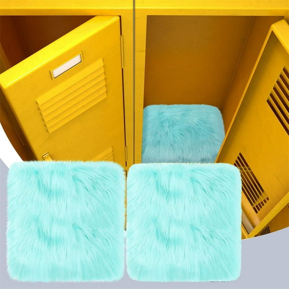 Triani 2Pcs School Locker Rugs 2" x 12" Mini Locker Plush Cushion Fluffy Area Rug with Non Skid Backing Locker Accessories for Girls(Lake Blue)
