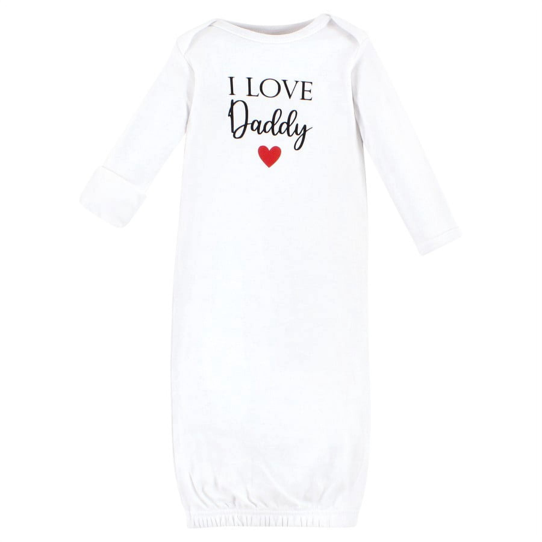 Hudson Baby Infant Girl Cotton Gowns, Girl Daddy Red Black, Preemie-Newborn
