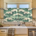 thumbnail image 2 of Yayeee Kitchen Curtains Tier Set of 2 Light Filtering 57"x24" Over Sink Window Panels, Green Wave Pattern, 2 of 7
