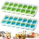 thumbnail image 1 of 2 ice cube trays made of silicone with lid, 14 compartments with removable spill lid, ice cube shape, 1 of 4