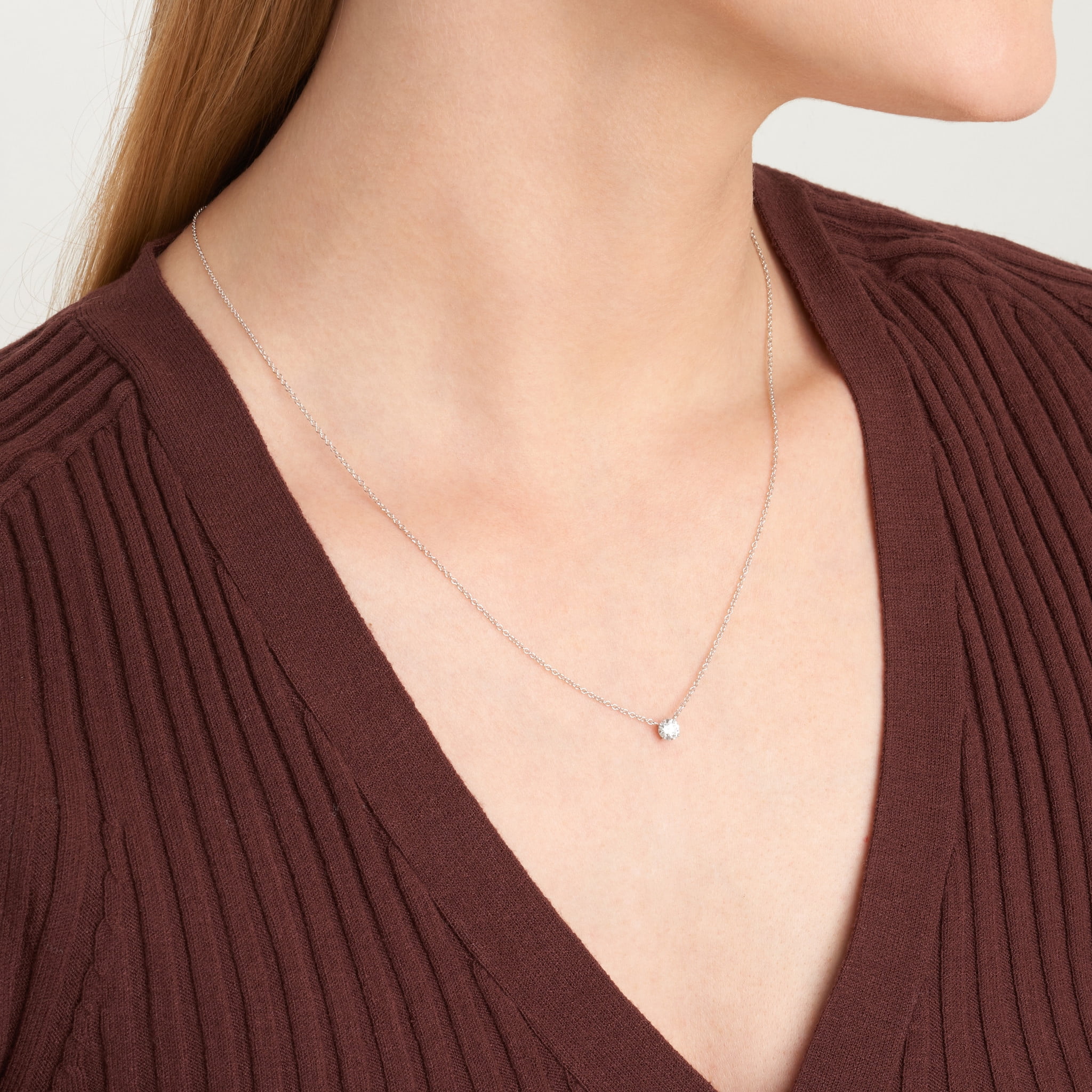 Forever Facets 1/4 CT TW Lab Grown Diamond Necklace in Platinum over Sterling Silver, Adult Female