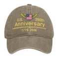 thumbnail image 3 of Us 250Th Anniversary Baseball Cap with Winged Shield And Side Flag Patch for Americans Who Love Deeply Rooted Patriotism Khaki, 3 of 5