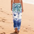 thumbnail image 4 of Iaqnaocc Pajama Pants Women Casual Vintage Floral Print Pj Pants Loose Elastic Waist Pajamas Pants Lightweight Sleep Bottoms Blue M, 4 of 4