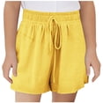 thumbnail image 3 of Kureaily Girls Summer Shorts Feel Elastic Waist With For Big Kids And Tweens Athletic Play Shorts ,Solid Color Basic Casual ShortsSize 7-8 Years ,Yellow, 3 of 5