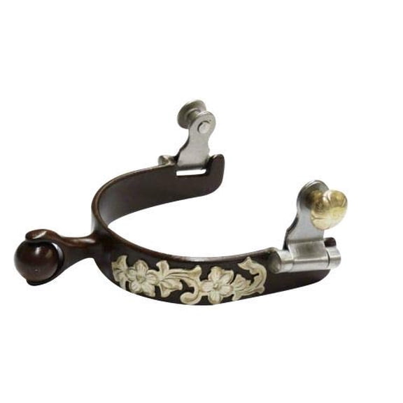 Showman Ladies Brown Steel Roller Ball Spurs w/ Engraved Silver
