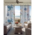 thumbnail image 4 of Blue Nautical Coastal Blackout Curtains 45 Inches Long for Bedroom, Nautical Beach Sea Turtle Coral Thermal Insulated Room Darkening Black Out Window Curtain Panels Grommet Drapes for Living Room, 4 of 8