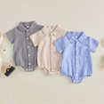 thumbnail image 2 of KPOPLK Newborn Baby Boy Summer Romper Short Sleeve Bodysuit Jumpsuit Summer Cute Clothes(12-18 Months,Beige), 2 of 9