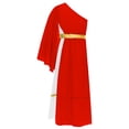 thumbnail image 4 of TiaoBug Girls Ancient Greek Toga One Shoulder Ruffles Maxi Dance Dress for Halloween Festival Show Red 10, 4 of 7