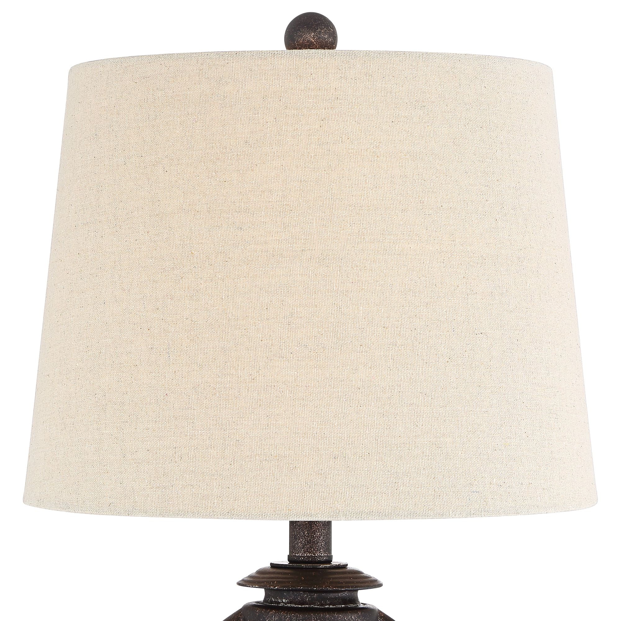 Franklin Iron Works Horace Rustic Table Lamps 25 1/4" High Set of 2 Brown with Nightlight Miner Lantern Oatmeal Drum Shade for Bedroom Living Room