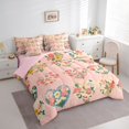 thumbnail image 3 of Feelyou Kawaii Love Heart Bedding Comforter Set 7pcs for Teen, Anniversary Flower Floral Queen Bedding Sets, Girly Pink Cartoon Reversible Queen Sheet Sets, Ultra Soft Bedroom Decor, 3 of 8