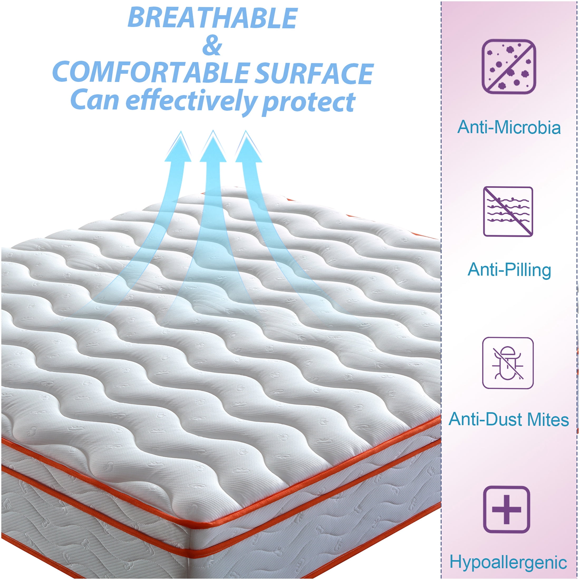 JERFIT 12 Inch King Hybrid Mattress with Euro Top, Medium Firm Feel, Gel Memory Foam & Pocket Springs for Cooling Support, Motion Isolation, Pressure Relief, CertiPUR-US Certified, Bed in a Box