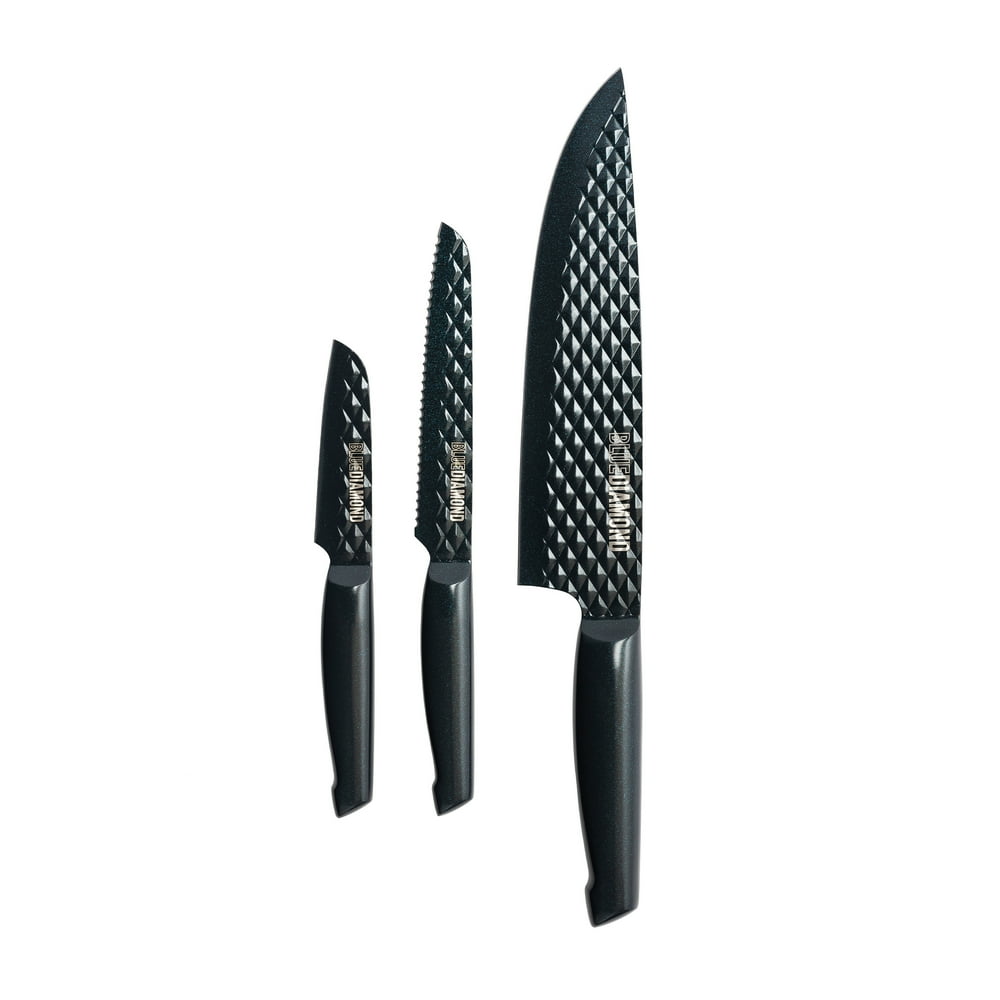 Blue Diamond Sharp Stone Nonstick Knife Set, 3piece