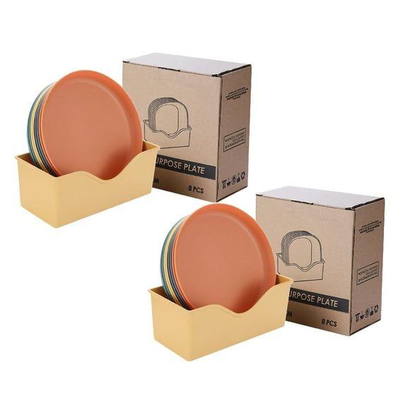 Leojiow 2Pcs Reusable Plastic Plates Set Of 9 Dishwasher & Microwave Safe Plastic Dinner Plates Lightweight Plates For Kitchen Everyday Plates For Camping (6 Inch) 15X15Cm