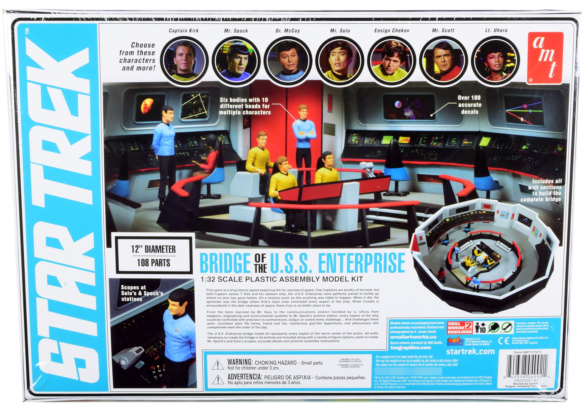 Skill 2 Model Kit U.S.S. Enterprise Command Bridge Set "Star Trek" (1966-1969) TV Show 1/32 Scale Model by AMT