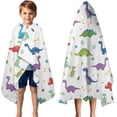 thumbnail image 3 of White Dinosaurs Bones Flowers Pattern Hooded Bath Towel，50"x30" for Ages 3 To 12 Kids, Quick Dry Lightweight Soft Microfiber Hood Beach Towel Cover Up for Kids, 3 of 7