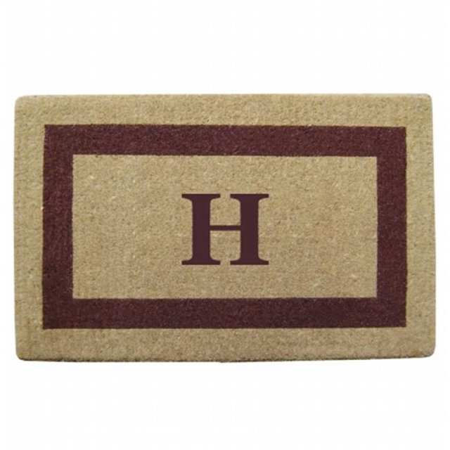 Nedia Home O2035H 38 x 60 Po Cadre Monochrome Brun Robuste Natte de Coco Monogrammée H