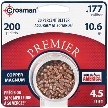 Crosman .177 Cal. Copper Magnum Domed Pellet, 10.6 Grain, 200Ct., CPD77