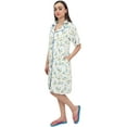 thumbnail image 1 of Bimba Chemise de Nuit à Manches Courtes Imprimée Florale Bleue pour Femmes avec Poches - 20, 1 of 6