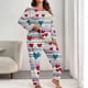 thumbnail image 1 of Conjunto de pantalones y blusa de poliéster para mujer, de manga larga, con estampado de moda, informal, para estar en casa, talla grande, 1 of 6