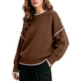 thumbnail image 5 of Womens Loose Sweaters Wool Blend Crew Neck Long Sleeve Trendy Casual Fall Pullover Tops Coffee S, 5 of 5