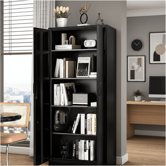 JERFIT Heavy-Duty Metal Storage Cabinet with Locking Doors, 4 Adjustable Shelves for Garage, Workshop, Office, and Utility Organization