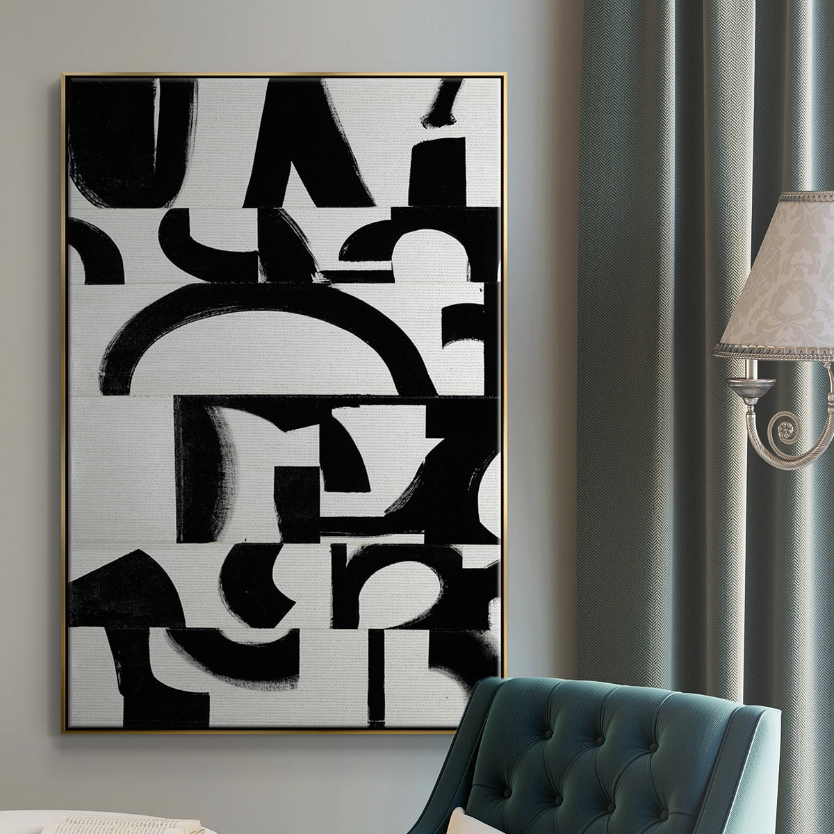 Prosperous Elements V11 Framed Premium Gallery Wrapped Canvas - Ready to Hang - 17 x 25 - Gold Floating Frame