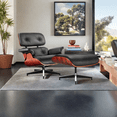 thumbnail image 2 of Cottinch Mid Century Chaise Lounge Chair and Ottoman, Modern Accent Chair Upholstered Swivel Armchair for Living Room Office, Top Grain Leather, Wood Frame, Meatal Base, Dark Rosewood Black, 2 of 11