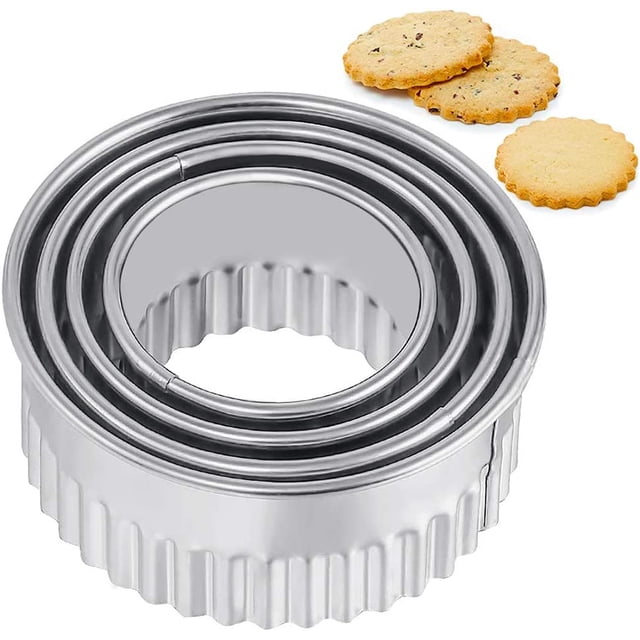 Cortador de galletas redondo, 4 piezas de acero inoxidable para cocina, cortador de galletas para pasta de azúcar, pasteles, pasteles, rosquillas, fondant, galletas