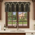 thumbnail image 6 of Boho Archway Curtain Valances for Windows, Kitchen Valance Window Treatments Panel 2 Pack, Black Traditional Ethnic Symmetrical Floral Rod Pocket Short Curtains for Bathroom Bedroom 54 x 18 Inch, 6 of 8