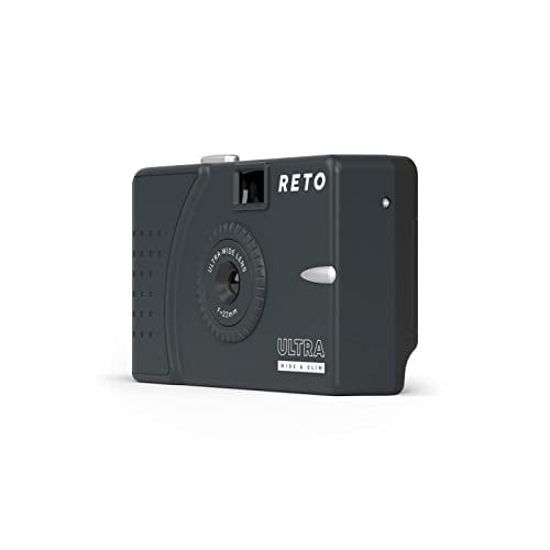 RETO Cámara de Película Reutilizable Ultra Ancha y Delgada de 35 mm - Lente de Ancho de 22 mm, Sin Enfoque, Peso Ligero, Fácil de Usar (Carbón)