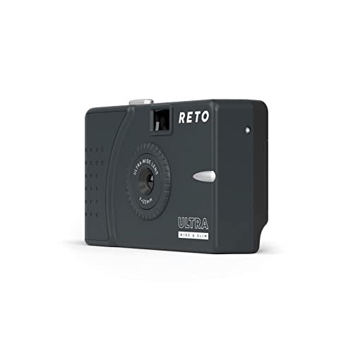 RETO Cámara de Película Reutilizable Ultra Ancha y Delgada de 35 mm - Lente de Ancho de 22 mm, Sin Enfoque, Peso Ligero, Fácil de Usar (Carbón)