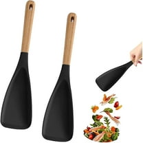 2Pcs Cedar and Ash Cooking Spoon, Multifunction Spatula Cooking Spoon, Silicone Spatula for Cooking, Multi Scoopula Spatula Kitchen Spoons