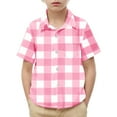 thumbnail image 1 of Zpanxa Chemise Boutonnée Garçon Tout-Petit Enfants Mode à Carreaux Poche Imprimée Manches Courtes Décontractée Uniforme Scolaire Chemise avec Polyester Spandex 12 Ans, 1 of 6