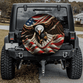 thumbnail image 2 of Lotusprinthandmade Patriotic US Flag Eagle Spare Tire Cover With Backup Camera Hole 6 Sizes (27 in.), eagle with us flag car tire cover, 2 of 7