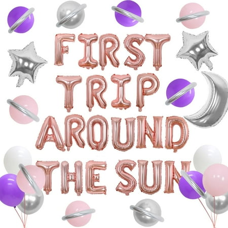 

Rose Gold First Trip Around The Sun Party Decorations Space 1st Birthday Party Supplies For Girl Sil