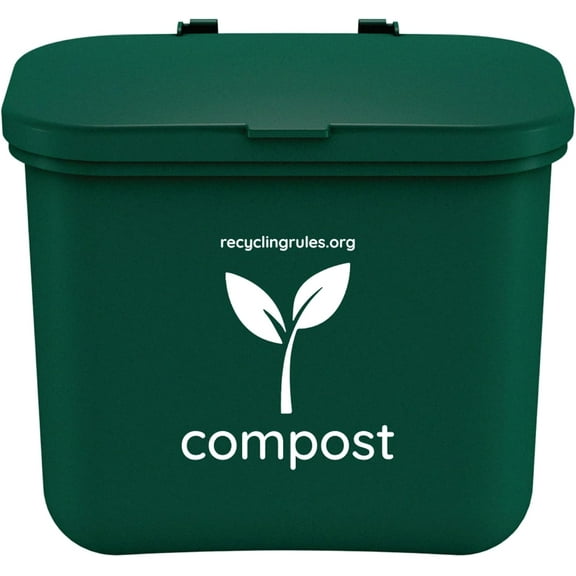 Small Green Compost Bin Container for Hanging on Kitchen Trash Container