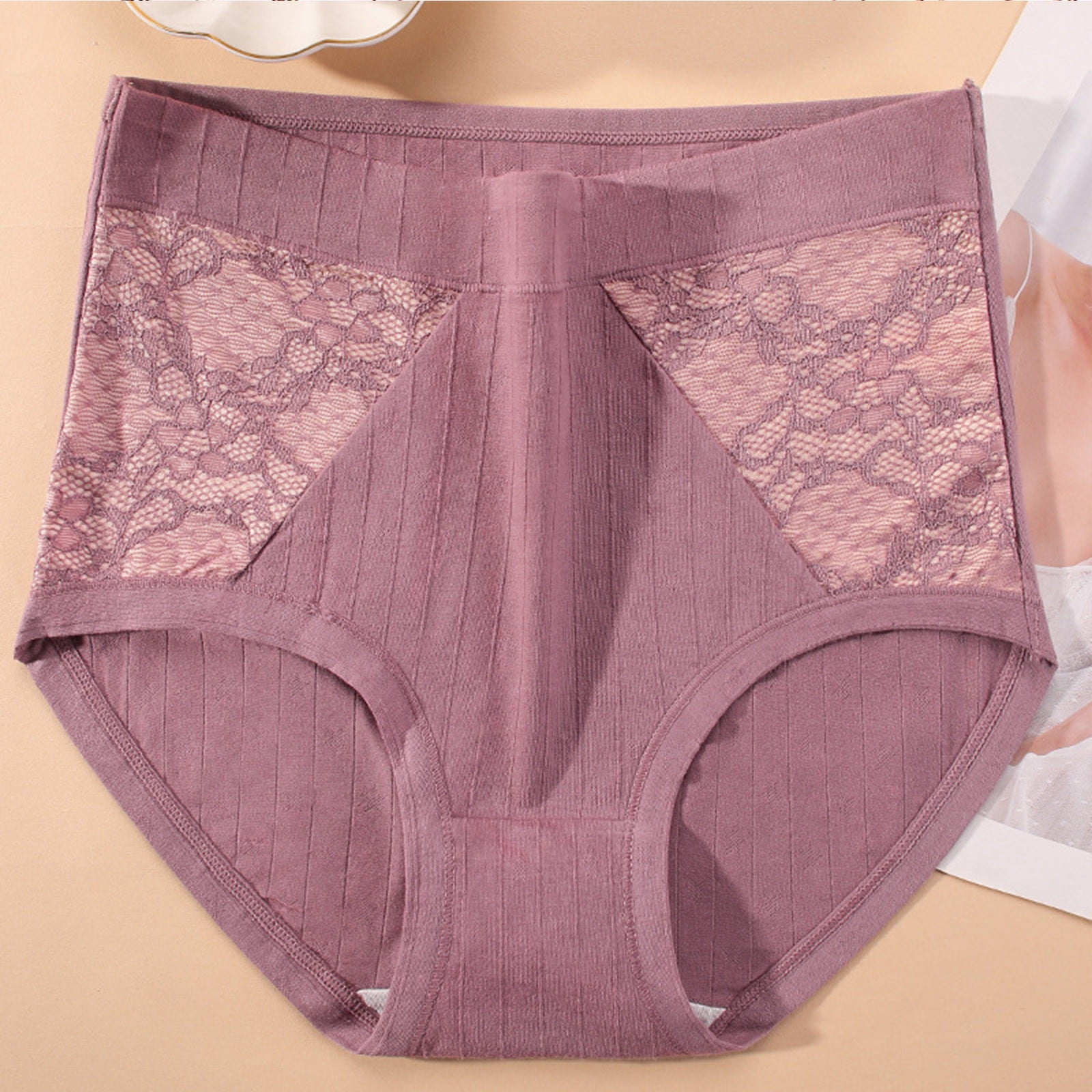 New Year's Saving 2024! AKAFMK Womens Underwear Briefs,Panties for  Women,Women's Solid Lace Plus Size High Waist Leak Proof Cotton Crotch  Shorts