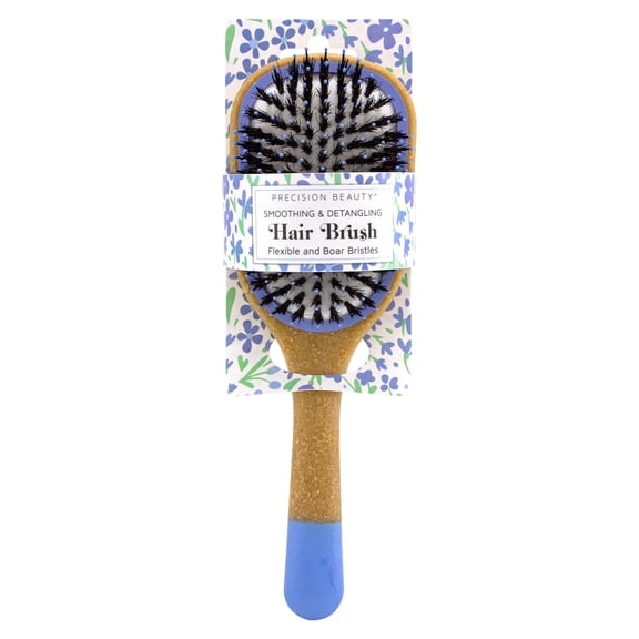 Precision Beauty by Swissco Smoothing & Detangling Hair Brush - Flexible & Boar Bristles, Pastel Color-Dipped Handle