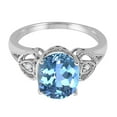 thumbnail image 2 of Mauli Jewels Rings for Women 2.42 Carat Oval Blue Topaz and Diamond Ring 4-Prong 10K White Gold, 2 of 6