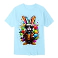 thumbnail image 3 of Rhuody Tops For Boys Easter T Shirt Crew Neck Tee Bunny Graphic Print Crew Neck Blouse Lightweight Summer Wear 8-9 Years Light Blue, 3 of 3