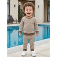 thumbnail image 6 of Loicainy Toddler Baby Boys Fall Outfit 3 6 12 18 24 Months 2T 3T 4T Casual Long Sleeve Striped Pullover with Pants 2Pcs Clothes Set, 6 of 9