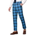 thumbnail image 4 of INSPIRE CHIC Men's Classic Plaid Dress Flat Front Checked Office Prom Trousers 38 Blue, 4 of 6