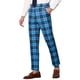 thumbnail image 4 of INSPIRE CHIC Pantalones de vestir de cuadros clásicos para hombres, con frente plano, ideales para oficina y eventos, tamaño 30, color azul, 4 of 6