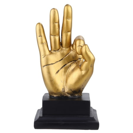 

FRCOLOR 1Pc American Style Antique Success Hand Gesture Sculpture Success Sculpture OK Signal (Golden)