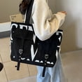 thumbnail image 3 of Gentlewoman® Canvas Tote Bag , Large Shoulder Bag for Women or Men, Casual Canvas Shoulder Bag for College Work Daily,Black, 3 of 15