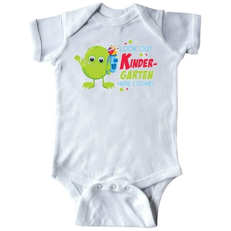 

Inktastic Look out Kindergarten Here I Come with Cute Green Monster Gift Baby Boy or Baby Girl Bodysuit