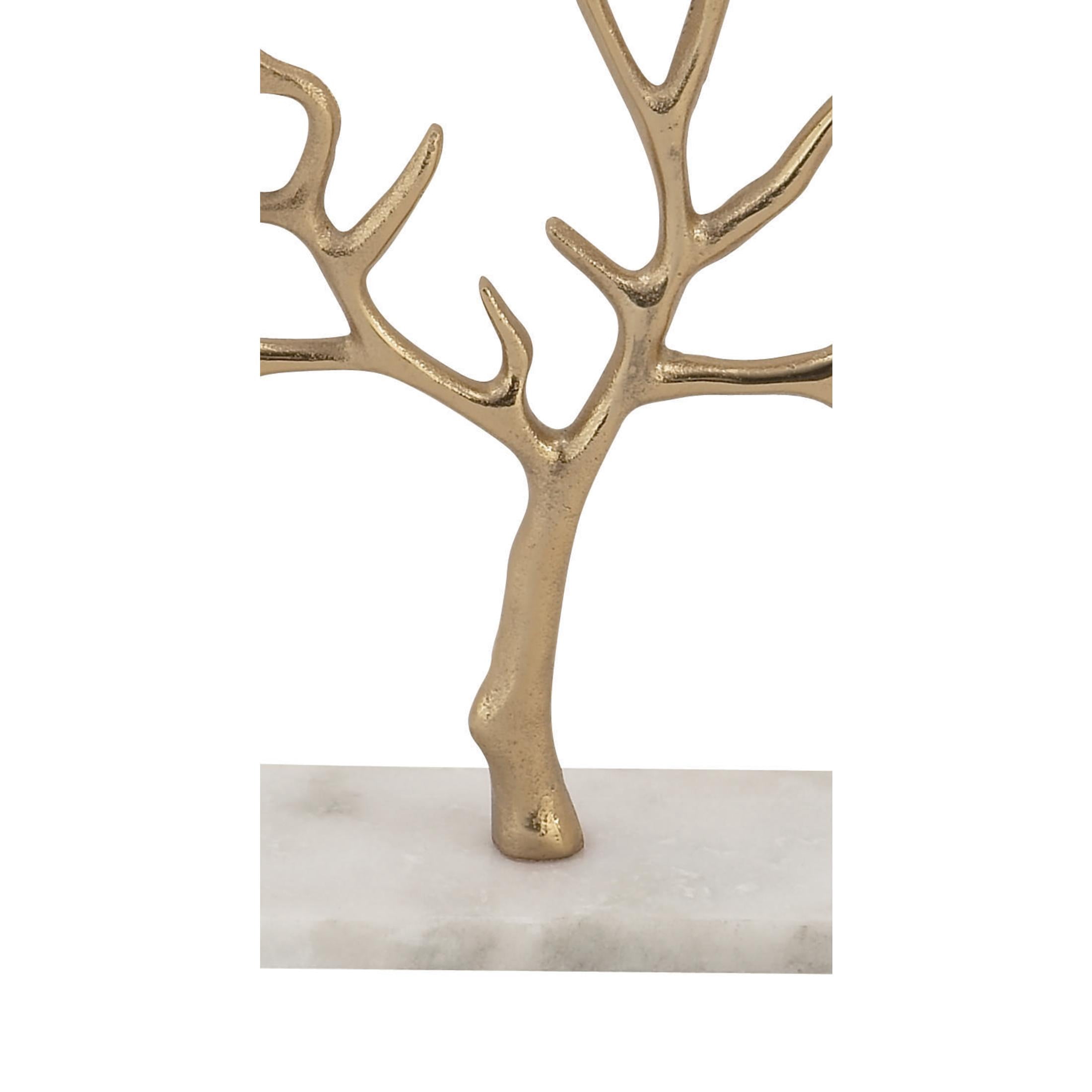 CosmoLiving by Cosmopolitan 12" x 10" Gold Marble Tree Jewelry Stand with Rectangular Base, 1-Piece