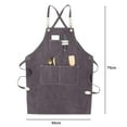 thumbnail image 4 of YAOMOBB Vintage Haircut Chef Apron Work Apron with Pocket Design Comfortable Faux Leather Shoulder Strap Good Air Permeability for Classifying Small Items, 4 of 7