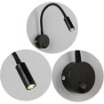 thumbnail image 3 of Aplique de pared negro de 2 uds 3w, lámpara de mesa de aluminio ajustable con cuello Flexible para pared, 3 of 3